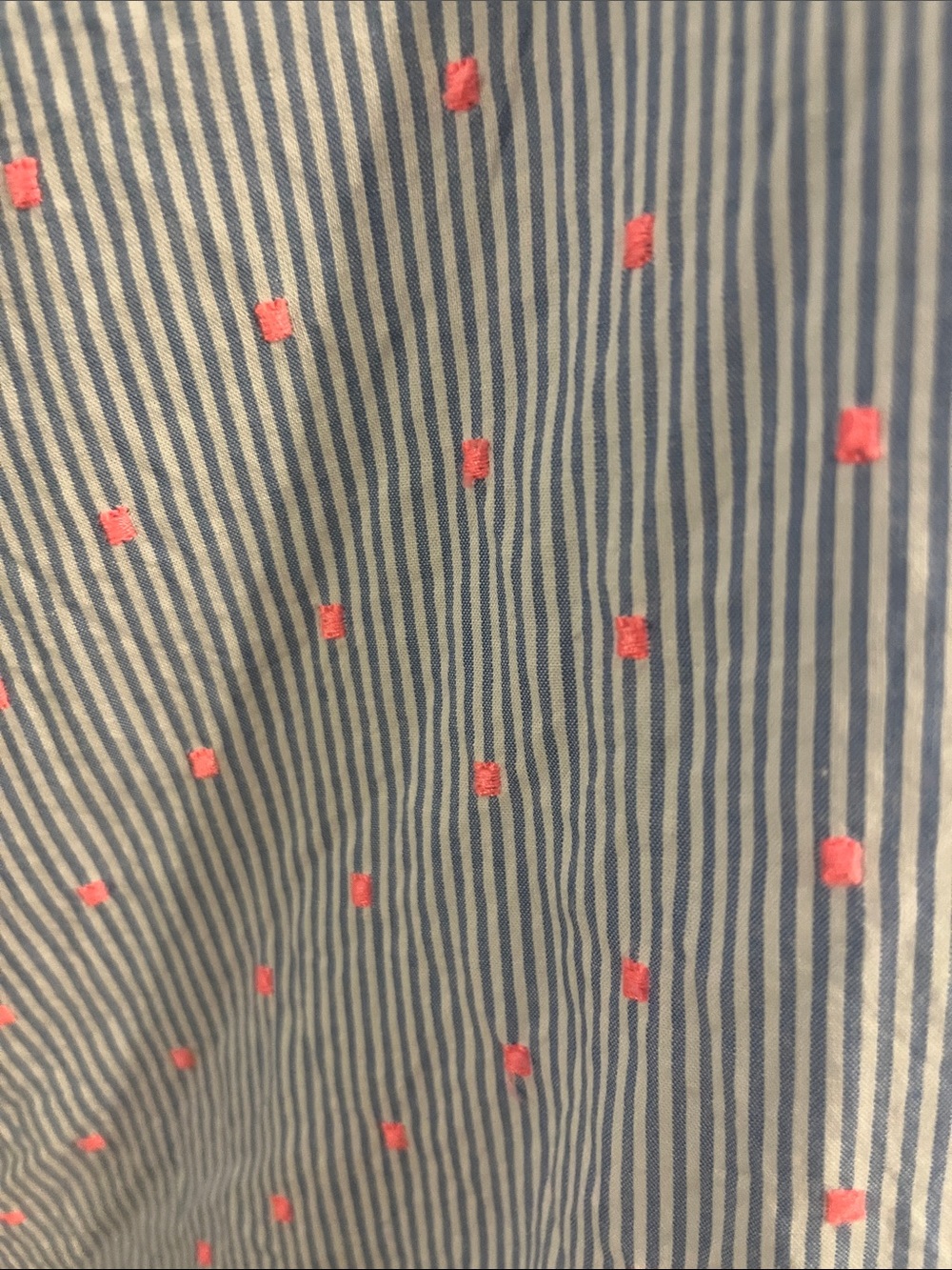 LOFT Blue & White Striped Shirt Dress Pink Embroidered Dot with lining. Sz M - Picture 4 of 5
